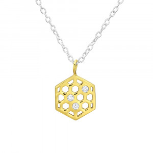 Lantisor din argint cu pandantiv fagure de miere placat cu aur galben 18K DiAmanti DIA38438 (Argint 925‰ 1,55 g.)